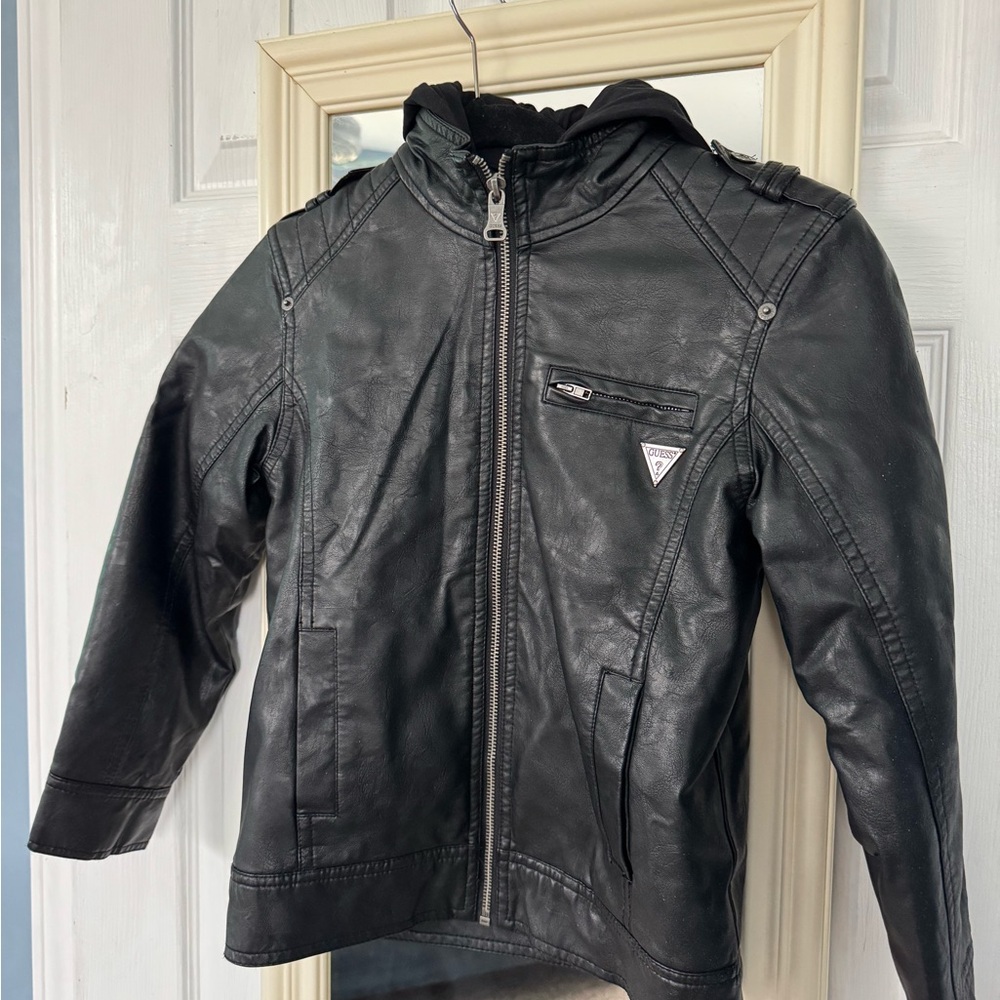 Guess Kids Black Leather Jacket
